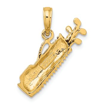 14k Yellow Gold Textured Golf Bag Charm