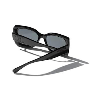 Chanel Black Frame with Large "CC Black Logo / Gray Lens Sunglasses