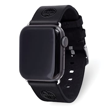 Gametime NHL Edmonton Oilers Black Leather Apple Watch Band (38/40mm
S/M). Watch not included.
