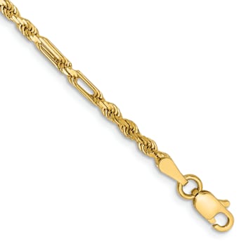 14k Yellow Gold 2.5mm Diamond-Cut Milano Rope Chain Bracelet