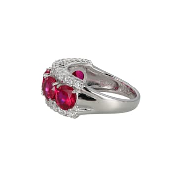 Lab Created Ruby And White Cubic Zirconia Platinum Over Sterling Silver
Ring 5.20ctw