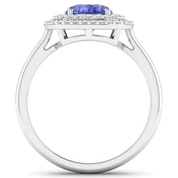 1.69ctw Violet Tanzanite and Diamond 14K White Gold Halo Ring