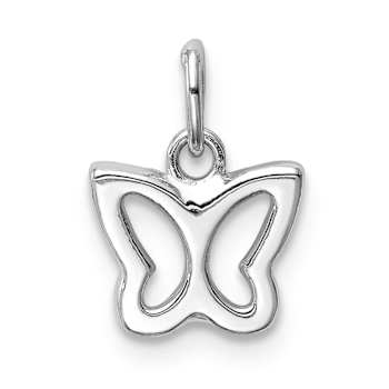 Rhodium Over 14k White Gold Cut-Out Butterfly Pendant