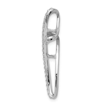 Rhodium Over 14k White Gold Diamond Cross chain slide