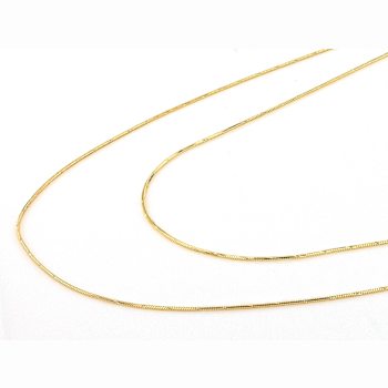 Snake ChaIn Necklace With Diamond-Cut Stations Set Of Two In 18K Gold
Over Sterling Silver