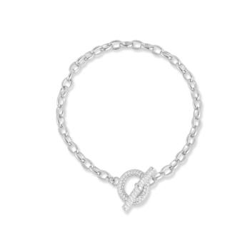 Sterling Statements Rhodium Over Sterling Silver Pave Toggle Bracelet