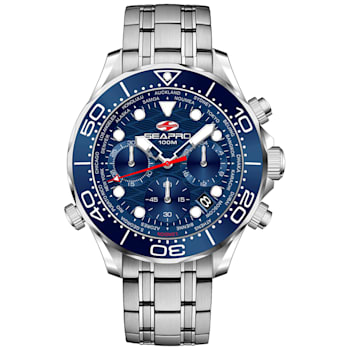 Seapro Men's Mondial Timer Blue Dial, Stainless Steel Watch