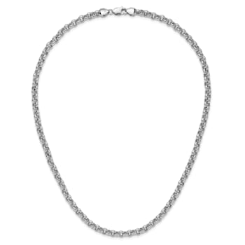 Rhodium Over 14k White Gold 18-inch 5mm Polished Fancy Rolo Link Necklace