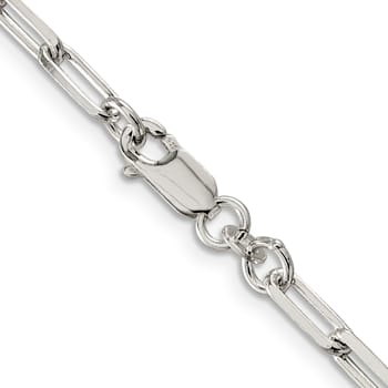 Sterling Silver 4.25mm Elongated Open Link Chain Bracelet