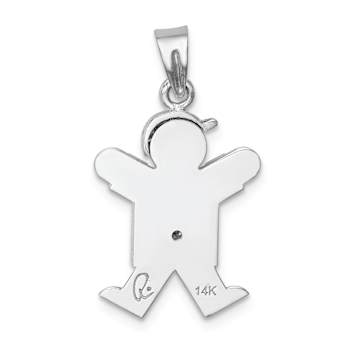 Rhodium Over 14k White Gold Diamond Kid Pendant