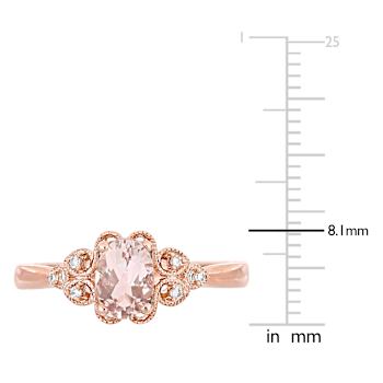 Morganite and Diamond 10K Rose Gold Filigree Ring 0.73ctw