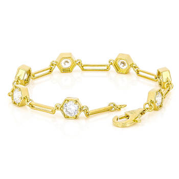 CZ Station Bracelet In 18K Gold Over Sterling Silver