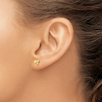 14k Yellow Gold Children's 7mm Heart Stud Earrings
