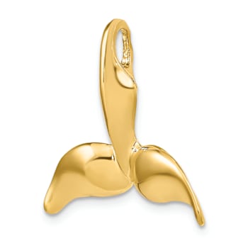 14k Yellow Gold 3D Polished Whale Tail Chain Slide Pendant