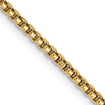 14k Yellow Gold 1.5mm Hollow Round Box Chain 22"