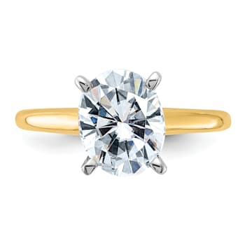14K Yellow Gold With White Gold Accents 3 ct. D E F Pure Light Oval
Moissanite Solitaire Ring