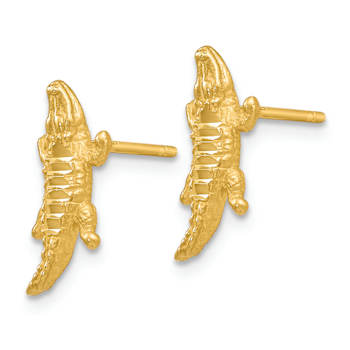 14k Yellow Gold Diamond-Cut Alligator Stud Earrings