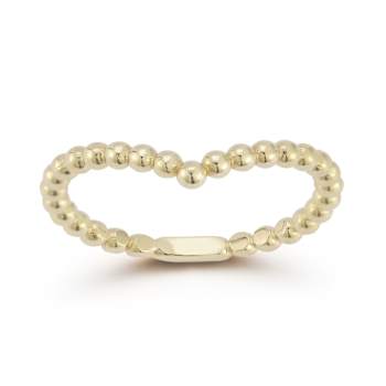 Bellissima Gold 14K Yellow Gold Beaded V Ring