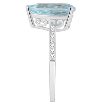 12x8mm Pear Shape Sky Blue Topaz and 1/10 ctw Diamond Rhodium Over
Sterling Silver Ring