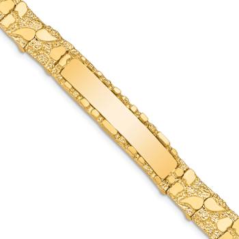 14k Yellow Gold Textured Nugget ID Bracelet