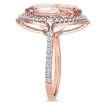 Morganite, White Sapphire and Diamond 14K Rose Gold Ring 10.33ctw