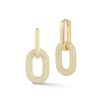 Sterling Statements 14K Yellow Gold Over Sterling Silver Pave Oval Link
Dangle Earrings