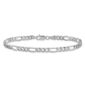 Rhodium Over 14k White Gold 4.4mm Figaro Link Bracelet, 7 Inches