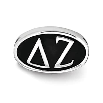 Sterling Silver LogoArt Delta Zeta Oval Greek Letters Bead