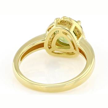 Peridot Round And White Zircon Halo Ring In 18K Gold Over Sterling
Silver 3.03ctw