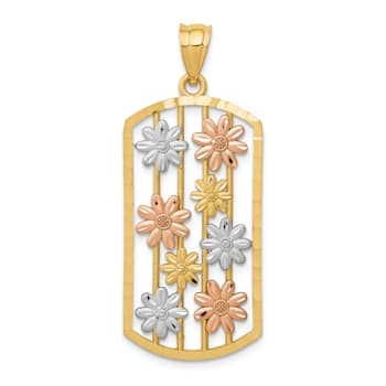 14k Yellow Gold and 14k Rose Gold with Rhodium Over 14k Yellow Gold
Framed Daisy Pendant