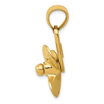 14k Yellow Gold 3D Moveable Blade Propeller Pendant