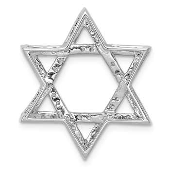 Rhodium Over 14k White Gold Diamond Star of David Chain Slide