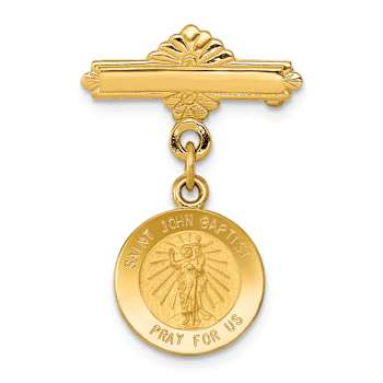 14k Yellow Gold Satin Saint John the Baptist Medal Pin