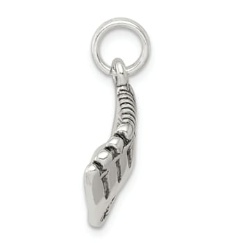 Sterling Silver Antiqued Baseball Glove with Simulated Pearl Charm