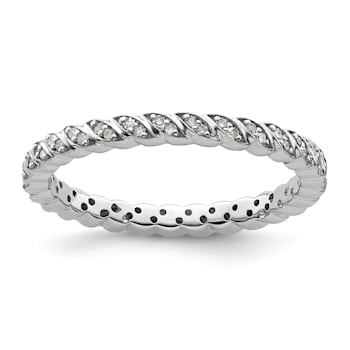 Sterling Silver Stackable Expressions Polished Diamond Ring 0.18ctw