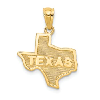 14k Yellow Gold Textured State of Texas Map Pendant