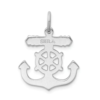 Rhodium Over Sterling Silver Mariner Cross Pendant