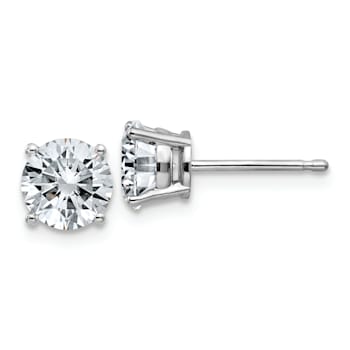Rhodium Over 14K White Gold 1.75ct. 6.0mm Round J-K Color Moissanite Earrings