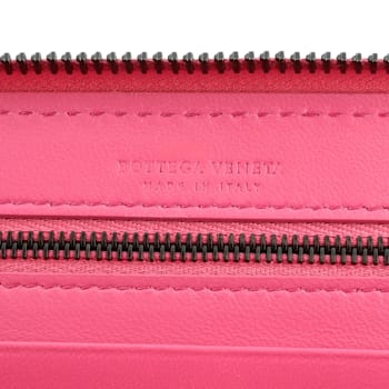 Bottega Veneta Intrecciato Zipper French Calf Leather Wallet Pink