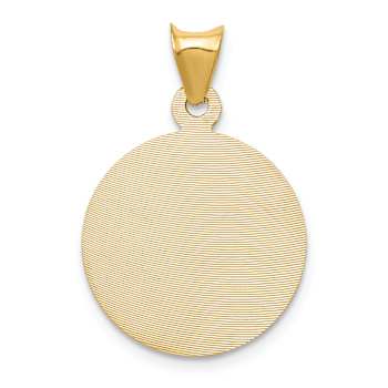 14k Yellow Gold Satin Diamond-Cut Sagrado Corazon Circle Pendant