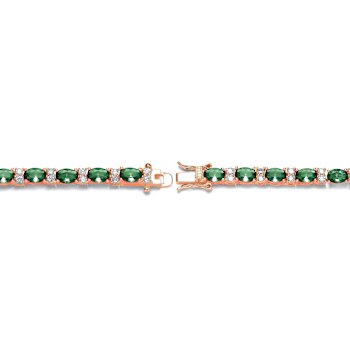Emerald Color CZ Tennis Bracelet In 18K Rose Gold Over Sterling Silver