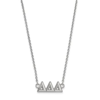 Rhodium Over Sterling Silver LogoArt Delta Delta Delta Medium Pendant Necklace