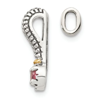 Rhodium Over Sterling Silver Antiqued with 14k Accent Pink Tourmaline
Chain Slide Pendant