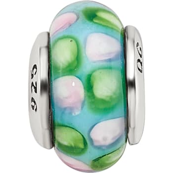 Sterling Silver Blue Hand-blown Glass Bead