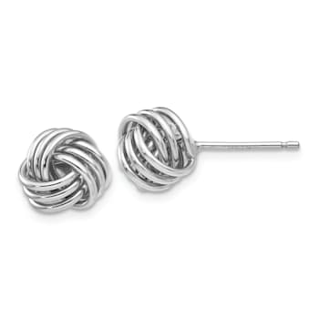 Rhodium Over 14k White Gold 8mm Ridged Love Knot Stud Earrings