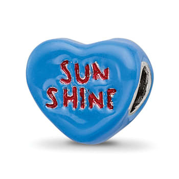 Sterling Silver Kids Sun Shine Enameled Heart Bead
