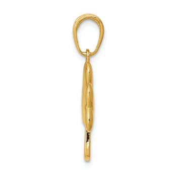 14K Yellow Gold Polished Solid Shamrock Pendant