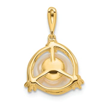 14K Yellow Gold Lab Grown Diamond and Freshwater Cultured Pearl Pendant 0.12ctw