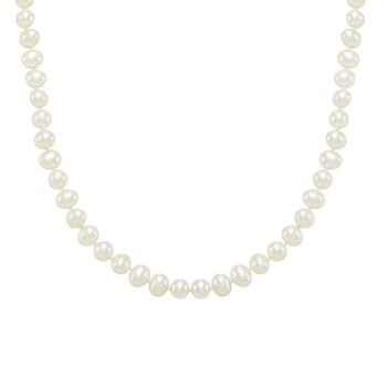 White Freshwater Pearl Necklace, Bracelet with Round Stud Earrings
Sterling Silver Jewelry Set