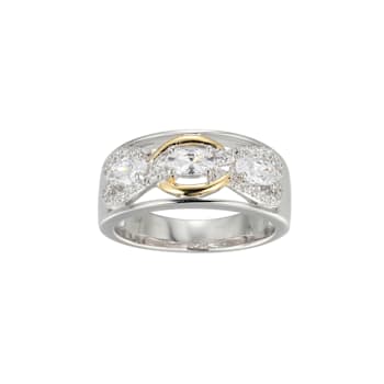 White Cubic Zirconia Platinum and 18k Yellow Gold Over Sterling Silver
Ring 1.26ctw